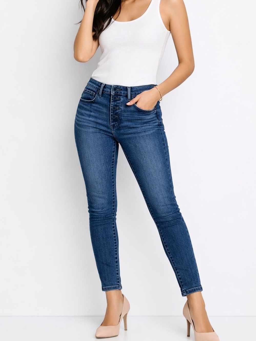 LOFT Medium Blue High-Rise Skinny Jeans